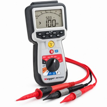 Megger MIT 420/2 CAT IV 1000V isolasjonstester med analog og digital visning. Leveres med ekstra testknapp probe.
