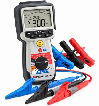 Megger MIT 2500 isolasjonstester 2,5kV testspenning, CAT IV 600V med analog/digital visning, PI/DAR test og datalagring.
