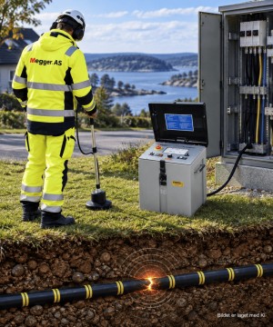 Kabelfeilsøking med støtspenningsgenerator og marklytterutstyr.